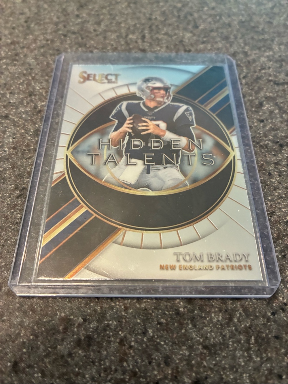 Tom Brady Football Trading Card - Metallic Blue & Gold Accents